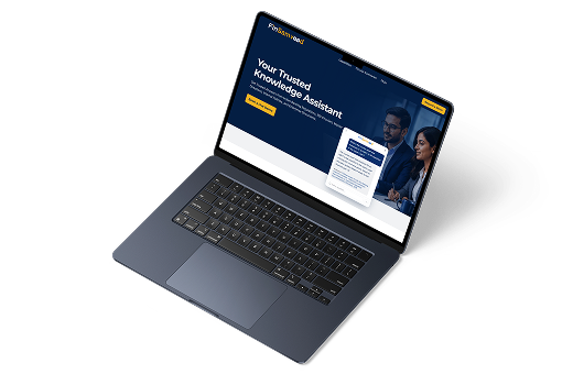 FinSamvaad finance knowledge assistant shown on a laptop