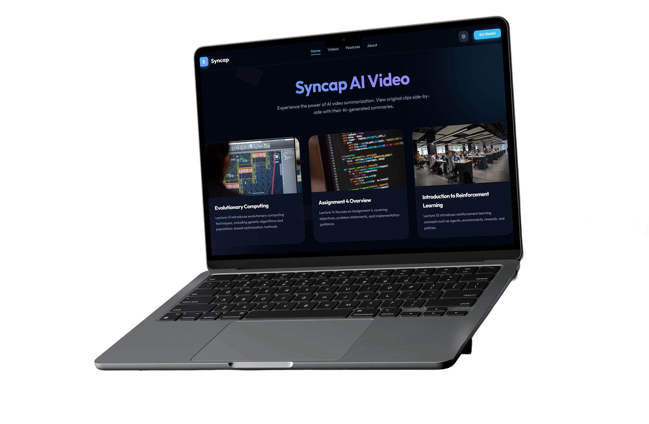 SyncAP AI video learning platform shown on a laptop